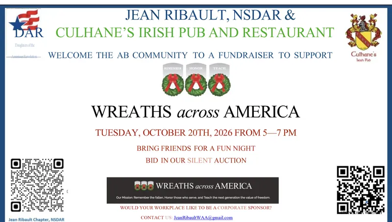 Flyer for Silent Auction Fundraiser for Wreaths Across America