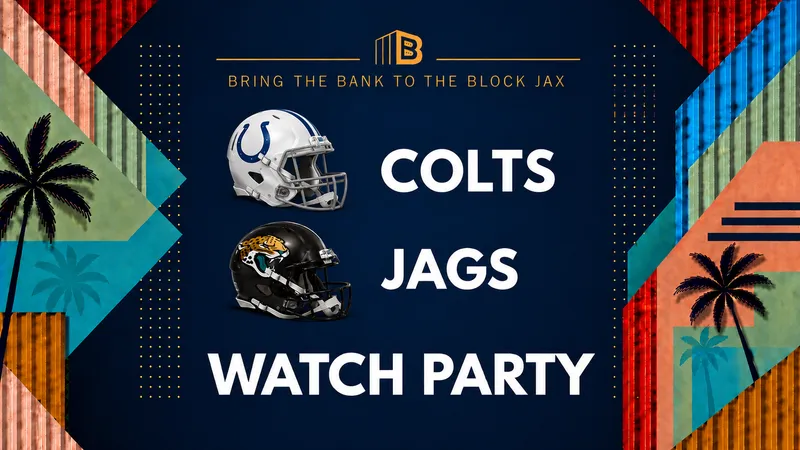 Flyer for COLTS vs JAGS Watch Party: 1PM VIP SALE STARTS 9/1 10AM