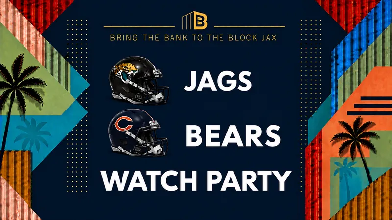 Flyer for JAGS VS BEARS Watch Party: 1PM VIP SALE STARTS 9/1 10AM