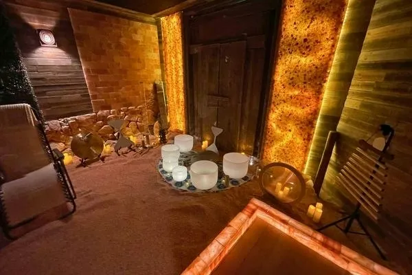 Flyer for Waves of Calm Salt Cave Soundbath by Serenity Sounds