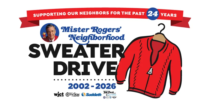 Flyer for Mr. Rogers’ Neighborhood Sweater Drive