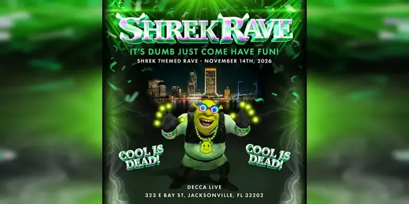Flyer for Shrek Rave at Decca Live