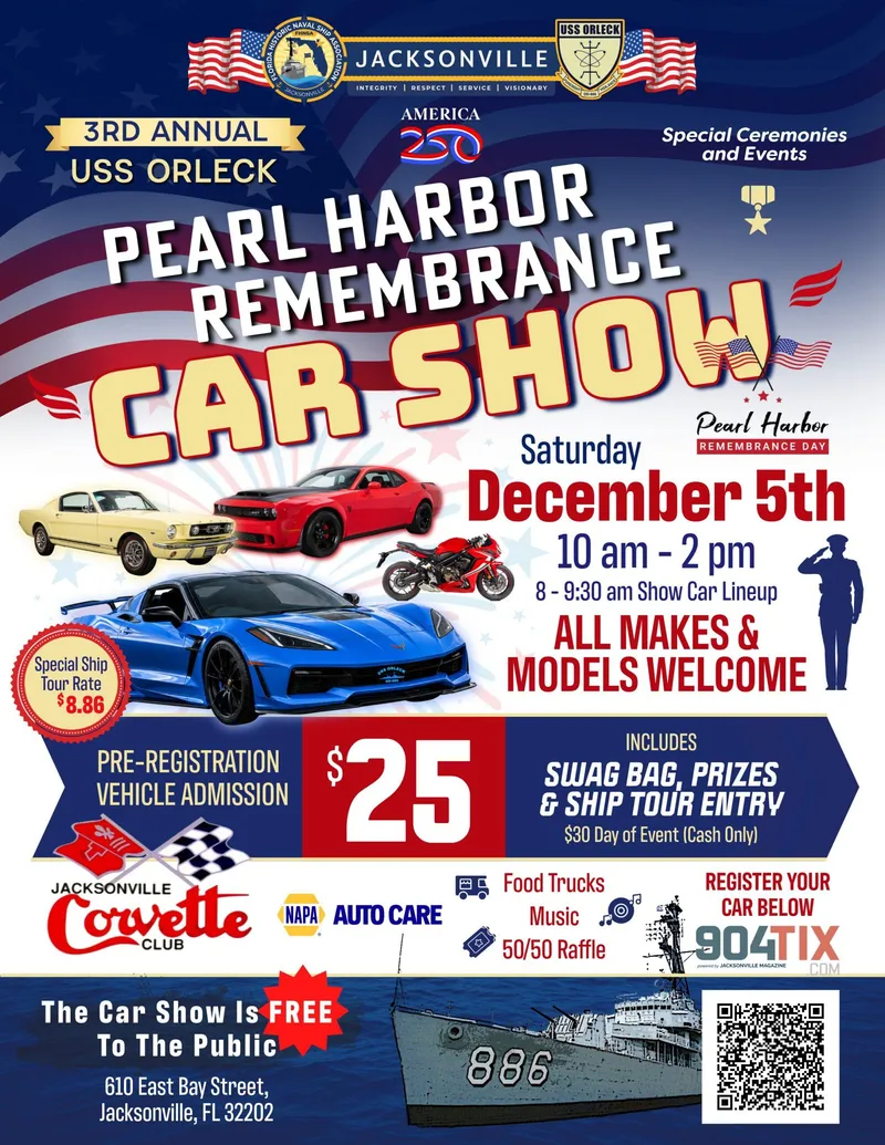 Flyer for 3rd Annual USS ORLECK Pearl Harbor Remembrance Car Show