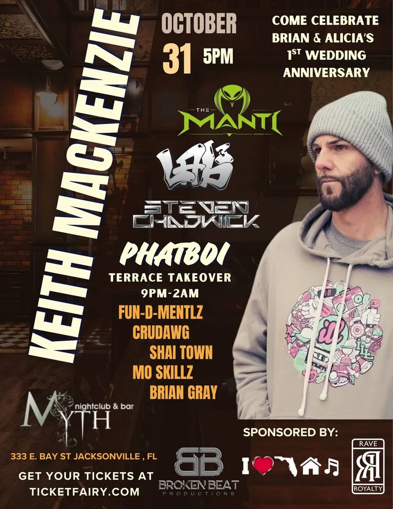 Flyer for Halloween DAY PARTY Ft Keith MacKenzie