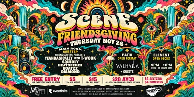 Flyer for SCENE Friendsgiving at Myth