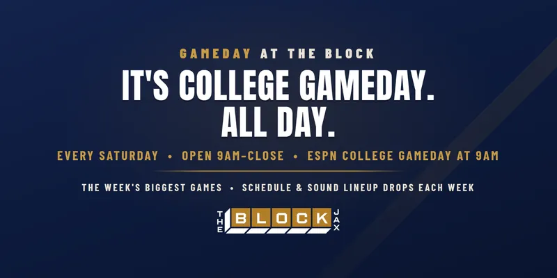 Flyer for It's College Gameday. All Day. 9AM-Close