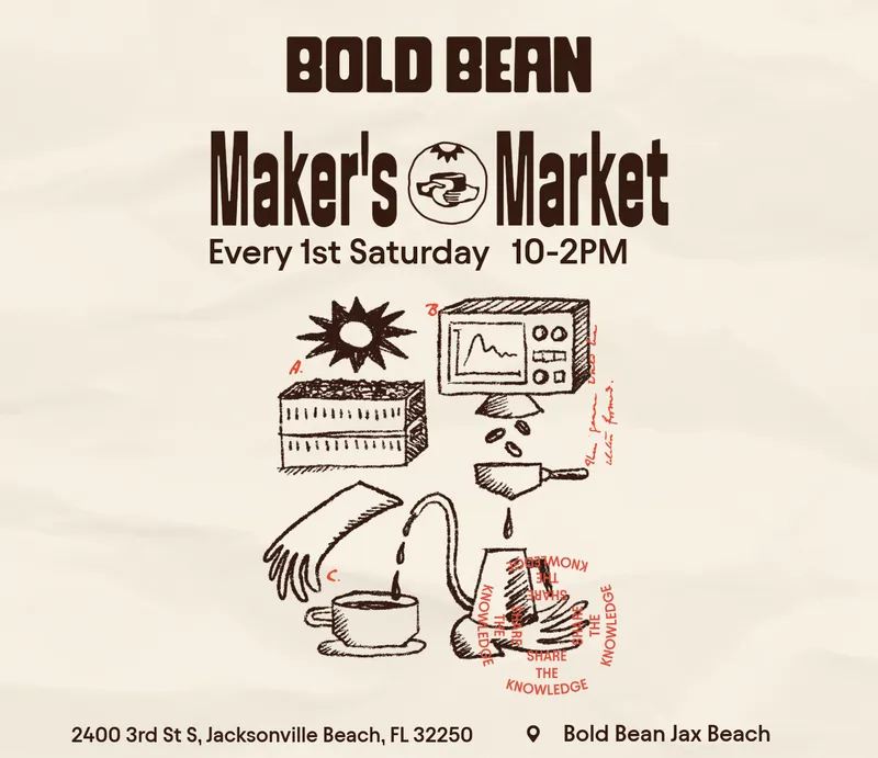 Flyer for The Maker's Market at Bold Bean Jax Beach