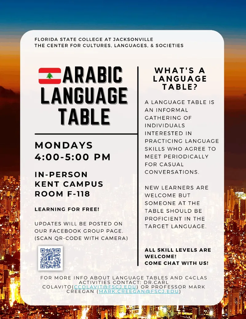 Flyer for Arabic Language Table