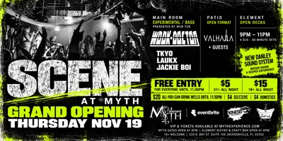 Flyer for SCENE Grand Opening at Myth