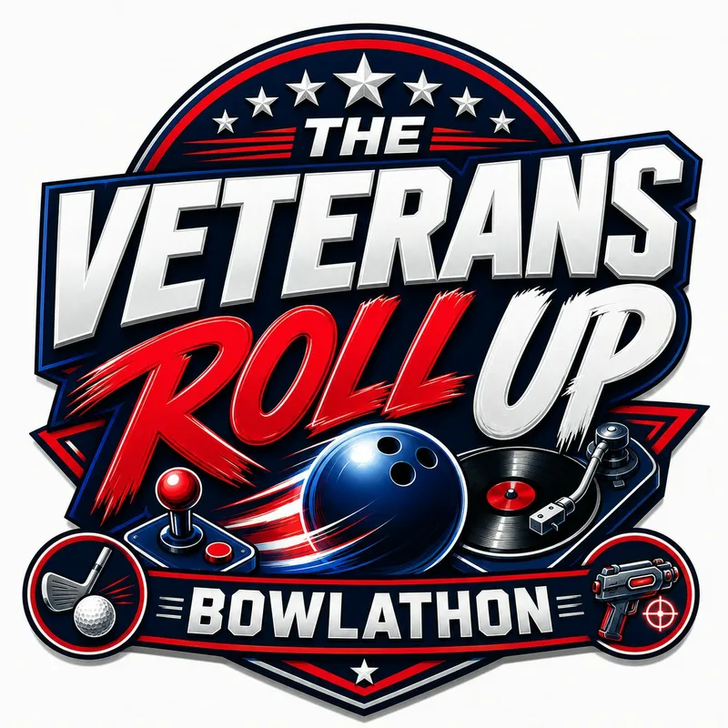 Flyer for The Veterans Roll Up Bowlathon — A Veterans Day Celebration