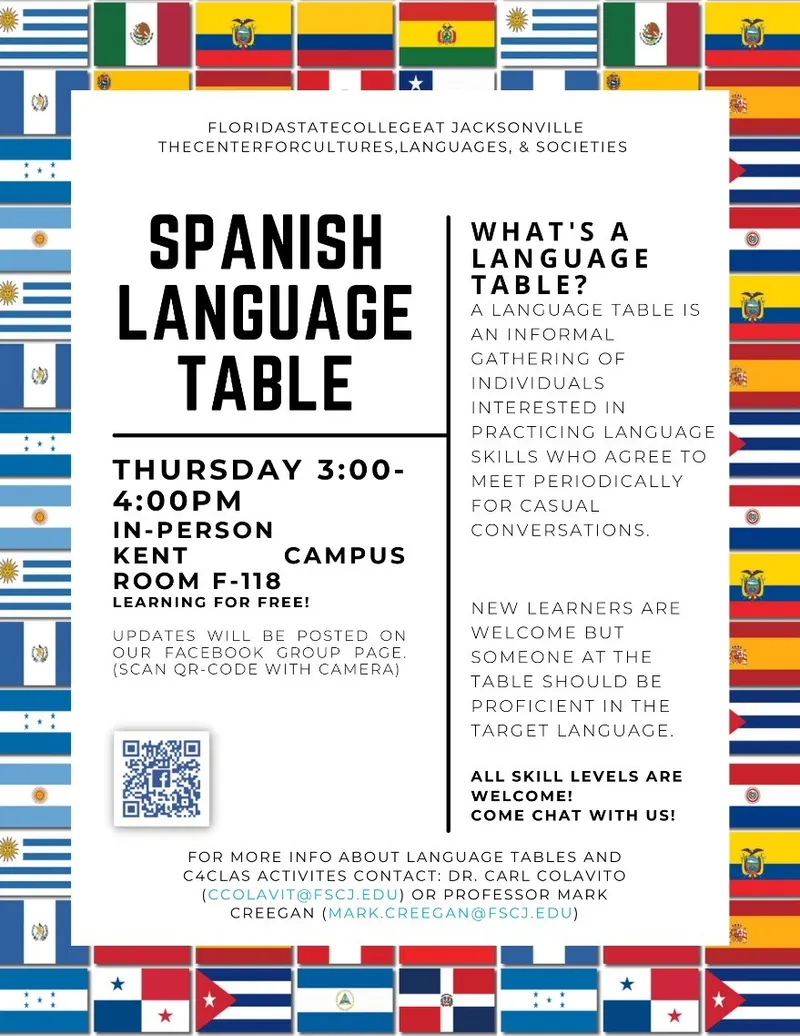 Flyer for Spanish Language Table