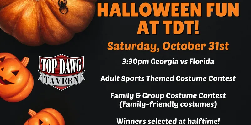 Flyer for Halloween at Top Dawg Tavern
