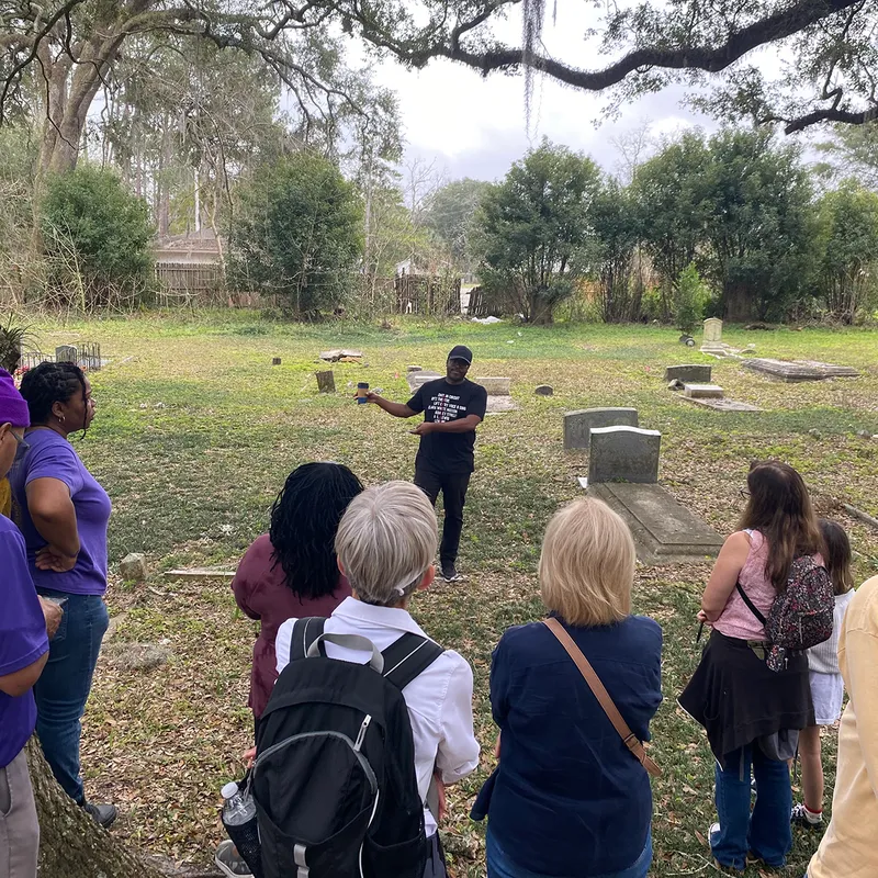 Flyer for Historic African American Cemetery Tour with Ennis Davis