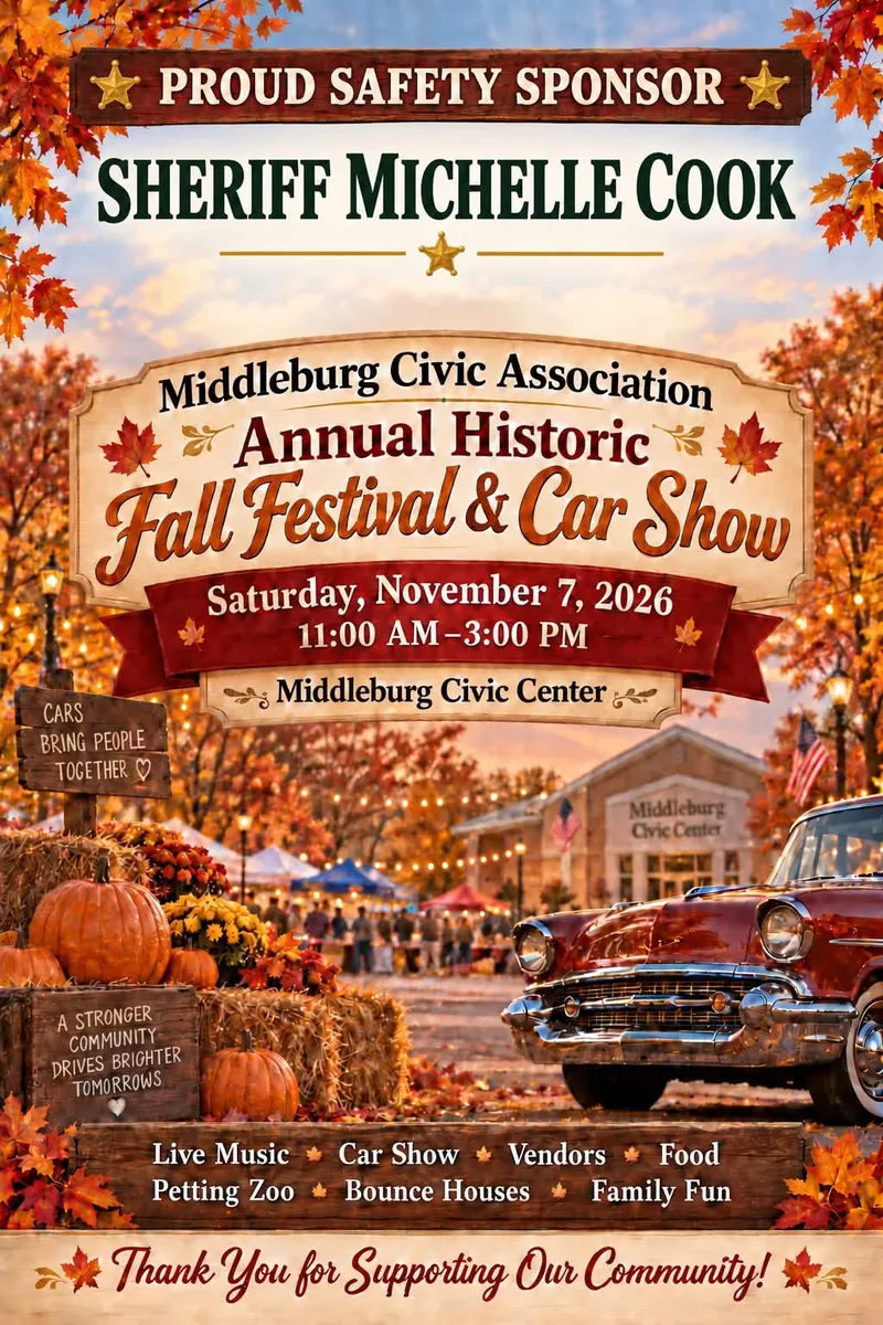 Flyer for Middleburg Historic Fall Festival & Car Show