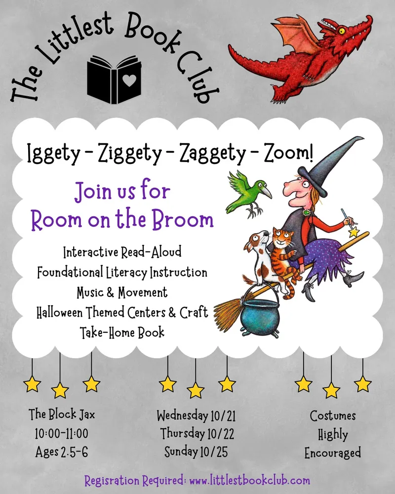 Flyer for The Littlest Book Club: Room on the Broom