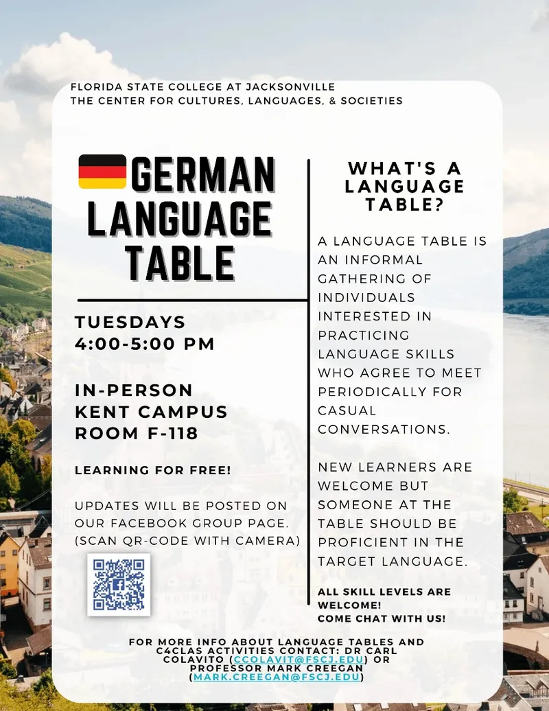 Flyer for German Language Table