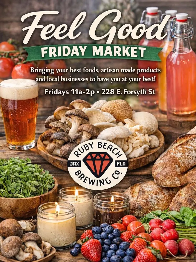 Flyer for Feel Good Friday Market at Ruby Beach Brewery