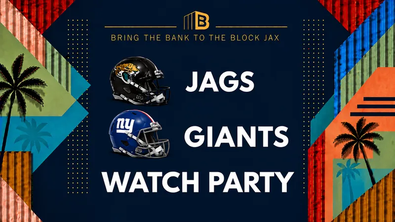 Flyer for JAGS VS GIANTS Watch Party: 1PM VIP SALE STARTS 9/1 10AM