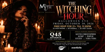 Flyer for Myth Nightclub Presents: Ignite Fridays – The Witching Hour
