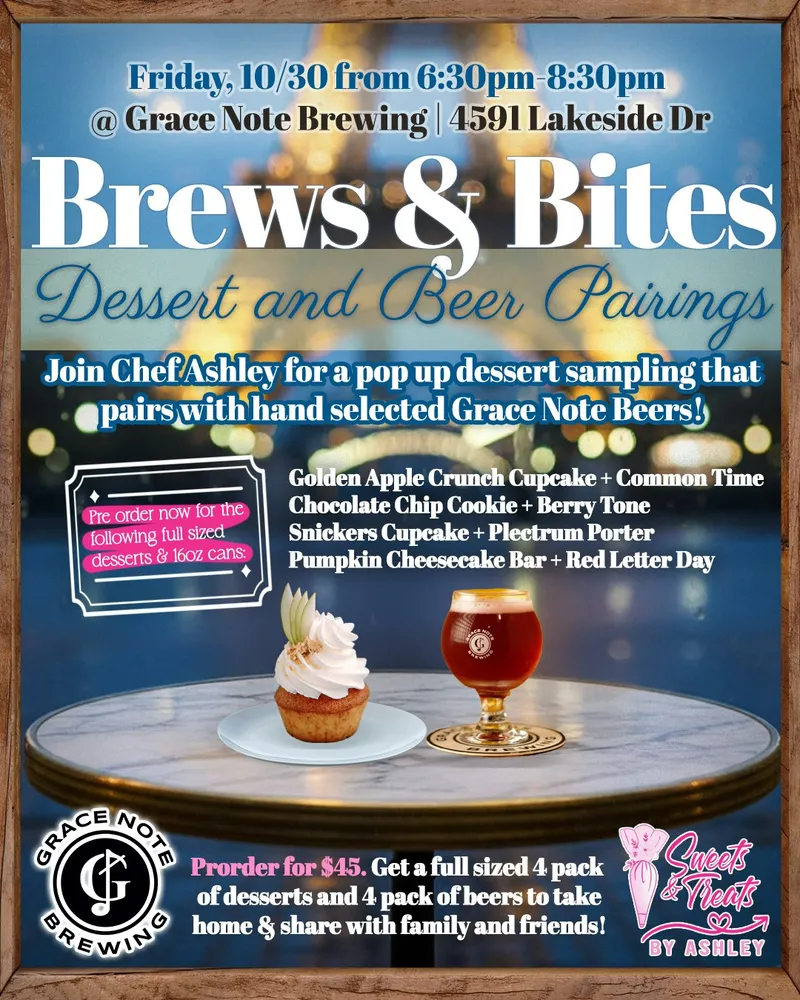 Flyer for Brews & Bites: A Dessert Pairing