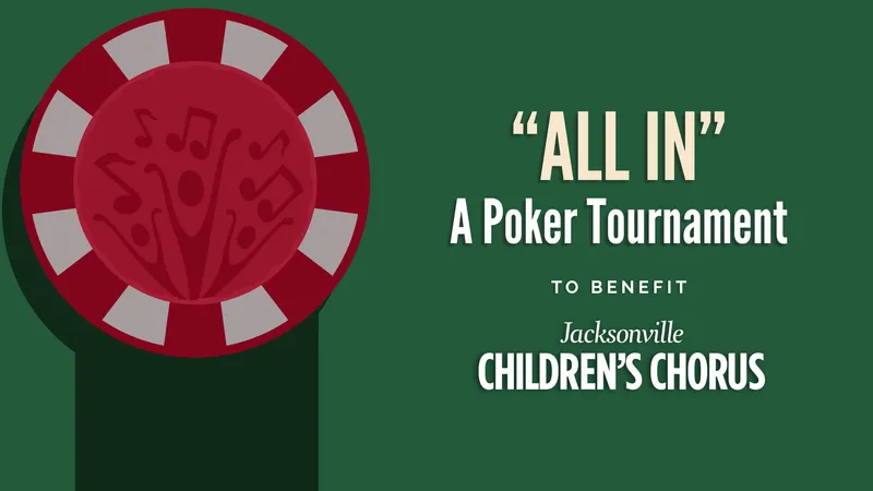 Flyer for "All In" - A Poker Tournament to Benefit the JCC