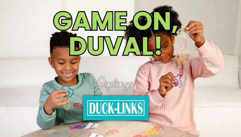 Flyer for Game On, Duval! Duck-Links Launch Party