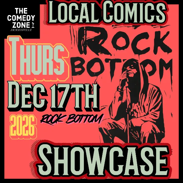 Flyer for Rock Bottom Showcase - Local Comics!