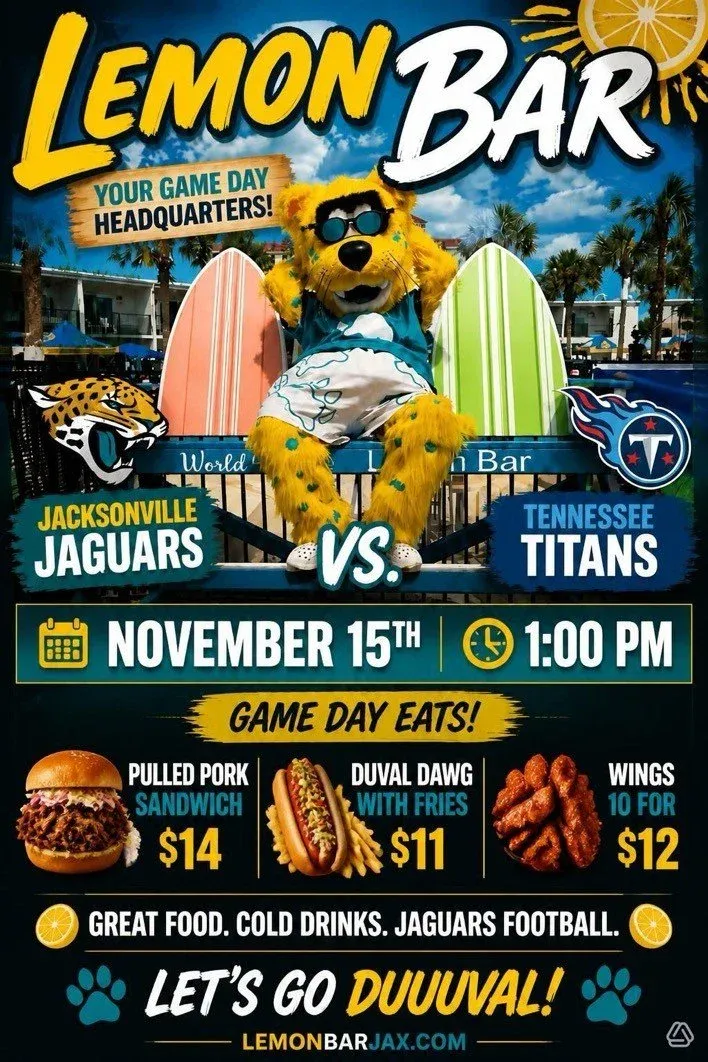 Flyer for Jaguars vs Titans Watch Party