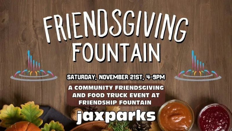Flyer for Friendsgiving Fountain - Thanksgiving themed Food-Truck Event