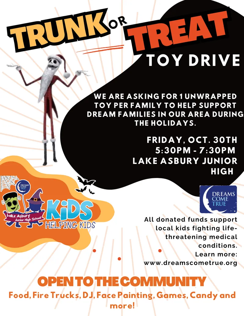 Flyer for Trunk or Treat Toy Drive